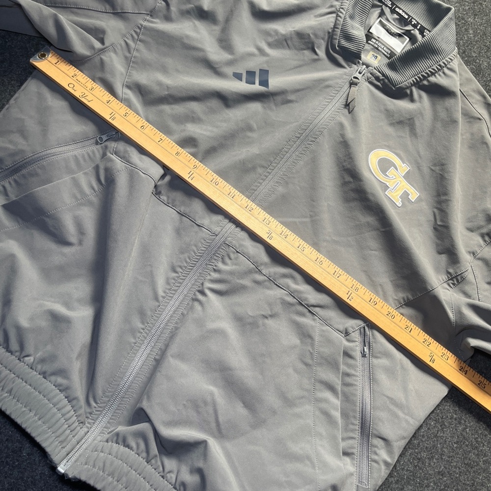 Adidas Georgia Tech Jacket Mens M Grey Excellent Sideline Bomber Windbreaker - Picture 9 of 10